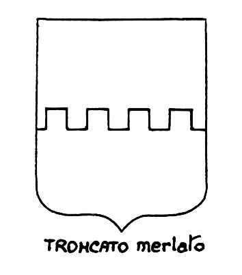 Imagem do termo heráldico: Troncato merlato
